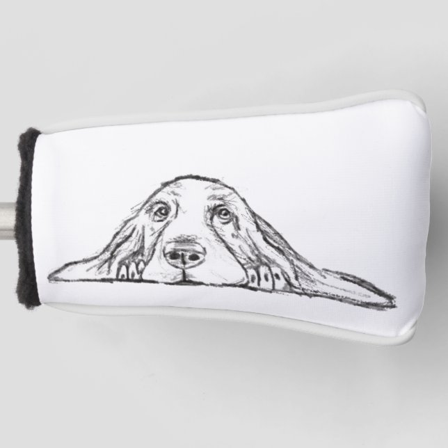 Schwarz-weiße Hundeaugen Golf Headcover (Vorderseite)