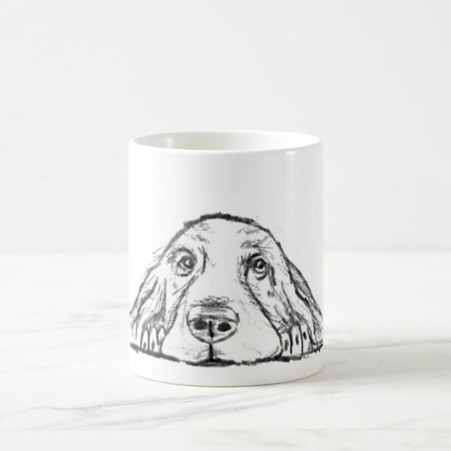 Schwarz-weiße Hundeaugen Kaffeetasse (Mittel)