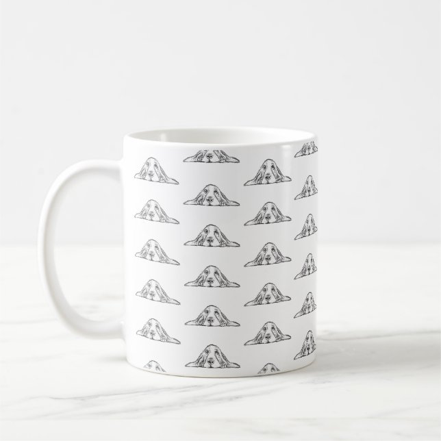 Schwarz-weiße Hundeaugen Kaffeetasse (Links)
