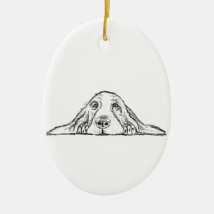 Schwarz-weiße Hundeaugen Keramik Ornament