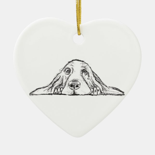 Schwarz-weiße Hundeaugen Keramik Ornament (Vorne)