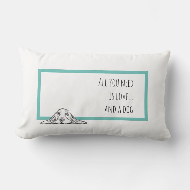 Schwarz-weiße Hundeaugen Lendenkissen (Vorderseite)