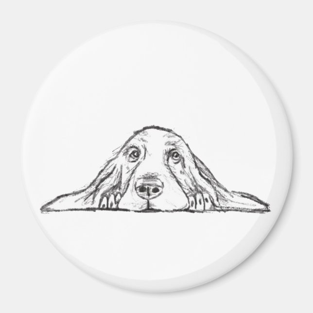 Schwarz-weiße Hundeaugen Magnet (Vorne)