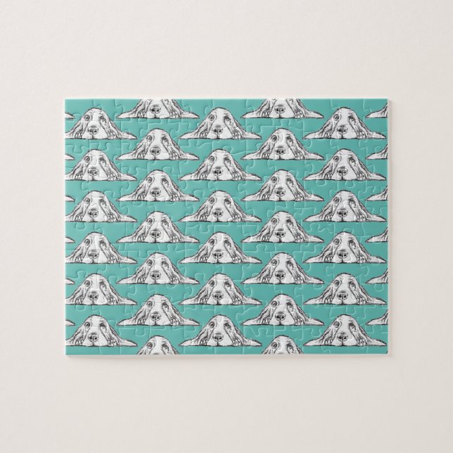 Schwarz-weiße Hundeaugen Puzzle (Horizontal)