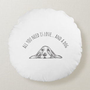 Schwarz-weiße Hundeaugen Rundes Kissen