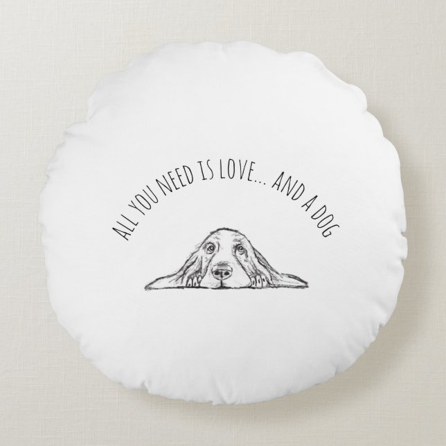 Schwarz-weiße Hundeaugen Rundes Kissen (Vorderseite)