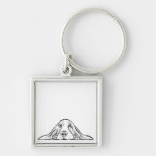 Schwarz-weiße Hundeaugen Schlüsselanhänger