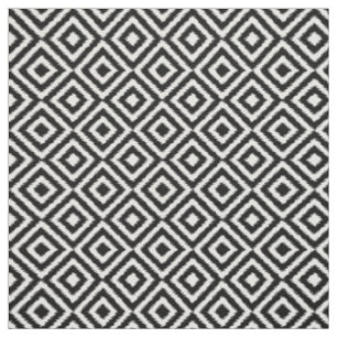Schwarz-weiße Ikat-Quadrate-Mosaik-Kunstmuster Stoff