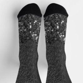 Schwarz-weiße Imitate Glitzern rustikales Holz Socken