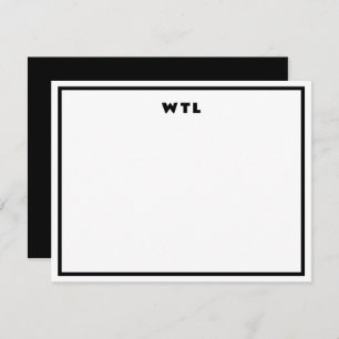 Schwarz-weiße Initial Monogram Moderne Note Card Einladung