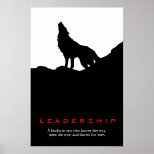 Schwarz-weiße Inspiration Leadership Wolf Pop Art Poster