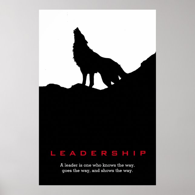 Schwarz-weiße Inspiration Leadership Wolf Pop Art Poster (Vorne)