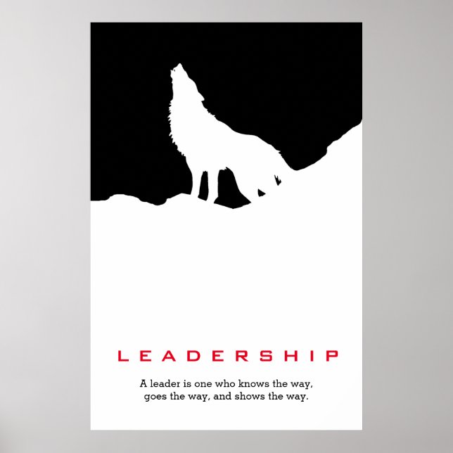 Schwarz-weiße Inspiration Leadership Wolf Pop Art Poster (Vorne)