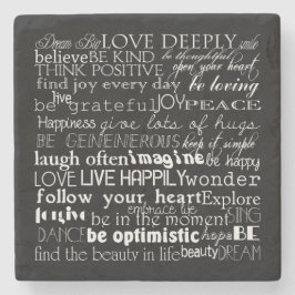 Schwarz-weiße Inspirationswörter Steinuntersetzer