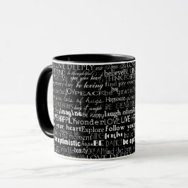 Schwarz-weiße inspirierende Wörter Tasse