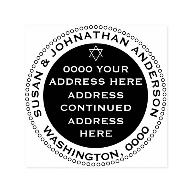 Schwarz-weiße jüdische Rücksendeadresse Permastempel (Design)