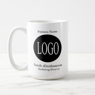 Schwarz-weiße Kaffeetasse mit individuellem Logo