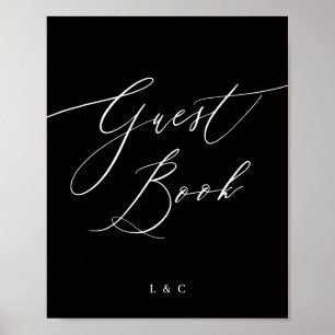 Schwarz-weiße Kalligrafie - Gästebuchsignatur Poster