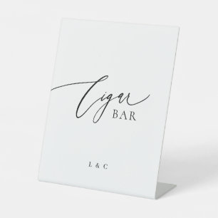 Schwarz-weiße Kalligrafie Hochzeitszigar-Bar-Zeich Sockelschild