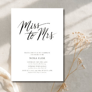 Schwarz-weiße Kalligraphie - Frau Brautparty Einladung