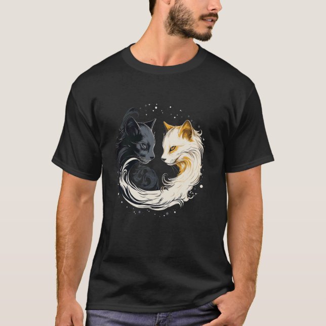 schwarz-weiße Katze T-Shirt (Vorderseite)