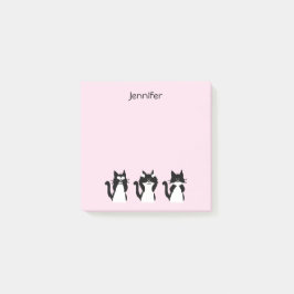 Schwarz-weiße Katzen Drei weiße Kätzchen rosa Post-it Klebezettel