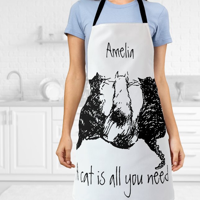 Schwarz-weiße Katzen "Eine Katze ist alles, was Si Schürze (Von Creator hochgeladen)