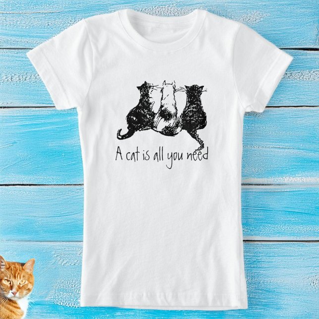 Schwarz-weiße Katzen "Eine Katze ist alles, was Si T-Shirt (Te-shirts for cat lovers 🐈🐈‍⬛🐈)