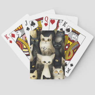 schwarz-weiße Katzen Spielkarten