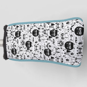 Schwarz-weiße Katzen zeigen Muster Golf Headcover
