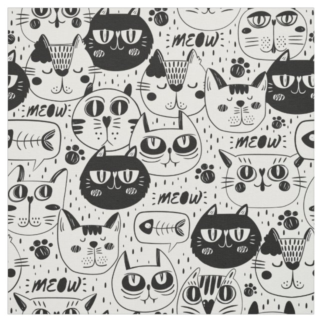 Schwarz-weiße Katzen zeigen Muster Stoff (Muster)