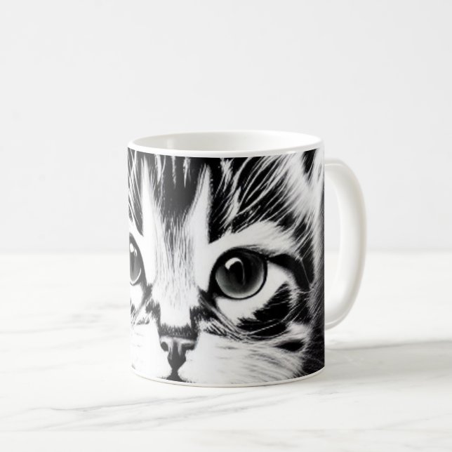 Schwarz-weiße Katzengesänge Kaffeetasse (VorderseiteRechts)