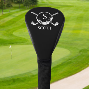 Schwarz-weiße klassische Golfschläger mit Monogram Golf Headcover