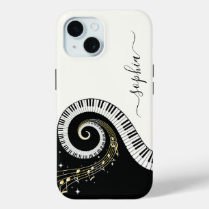 Schwarz-weiße Klaviertasten Noten monogrammiert Case-Mate iPhone Hülle
