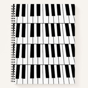 Schwarz-Weiße Klaviertasten Pianist Musiker Notizbuch