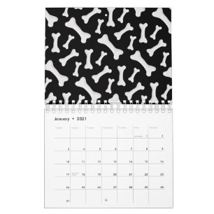 Schwarz Weiße Knochen Skelett Hund Besitzer Hunde Kalender