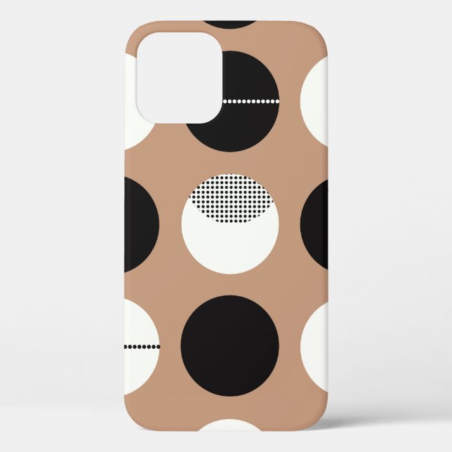 Schwarz, weiße Kreise, brauner Hintergrund. Case-Mate iPhone Hülle (Rückseite)