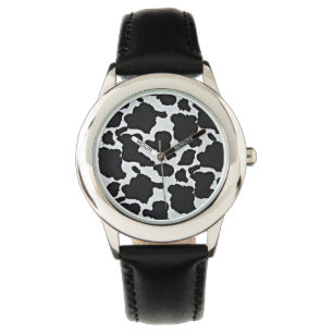 Schwarz-weiße Kuhdruckuhr Armbanduhr