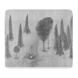 Schwarz-weiße Kunst The Woods Bleistiftskizze Schneidebrett