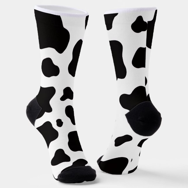 Schwarz-weiße Kunstkuhhaut  Socken (Gewinkelt)