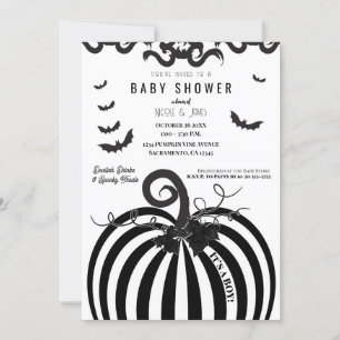 Schwarz-weiße Kürbis-Halloween-Baby-Party Einladung