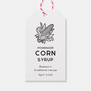 Schwarz-weiße Lageretikette für hausgemachten Mais Geschenkanhänger