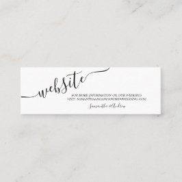 Schwarz-weiße lässige Typografiehochzeitswebsite Mini Visitenkarte