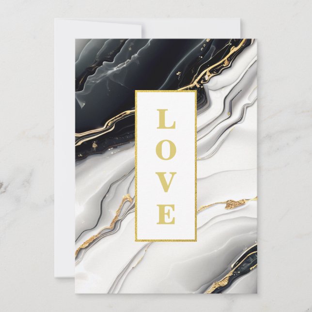 *~ SCHWARZ-WEISSE LIEBE AR66 QR + UAWG Agate Weddi Einladung (Vorderseite)