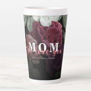 Schwarz-weiße Liebe für Bugundy-Floral Milchtasse