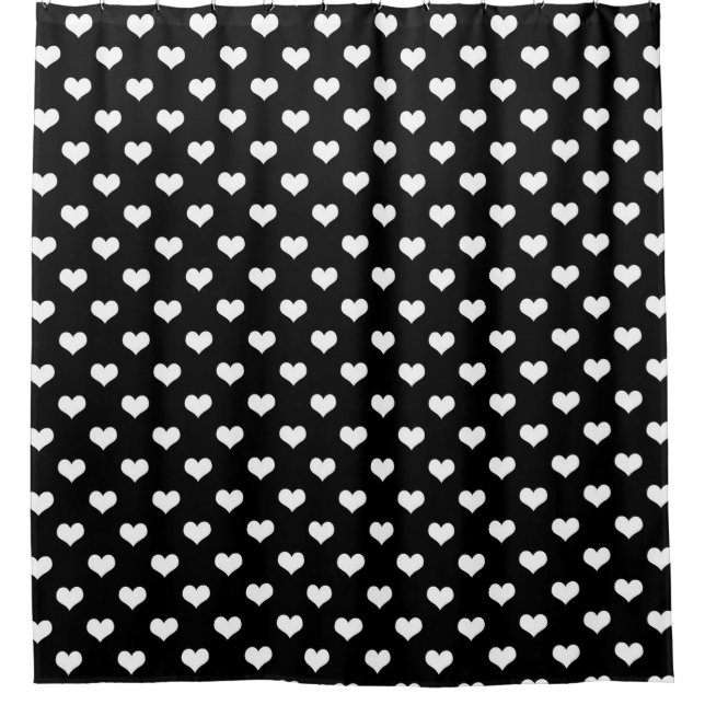 Schwarz-weiße Liebe Herzdesign Duschvorhang (Vorderseite)