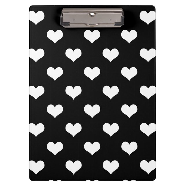 Schwarz-weiße Liebe Herzdesign Klemmbrett (Vorderseite)