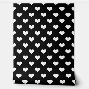 Schwarz-weiße Liebe Herzdesign Tapete