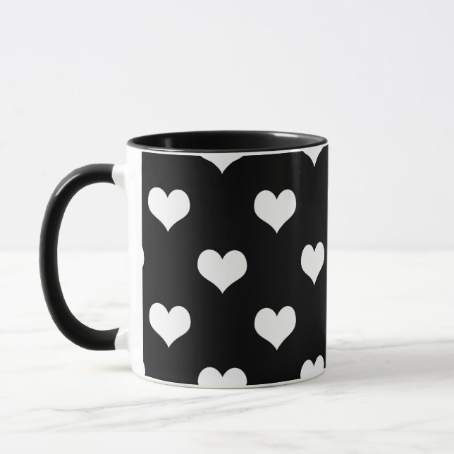 Schwarz-weiße Liebe Herzdesign Tasse (Links)