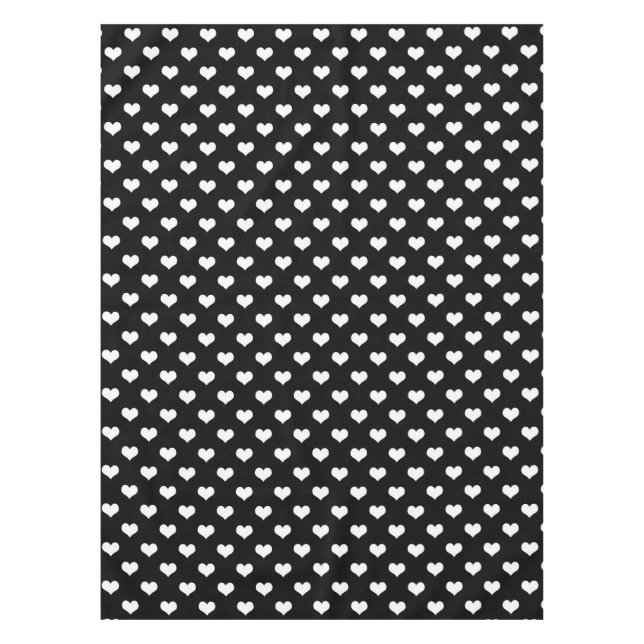 Schwarz-weiße Liebe Herzdesign Tischdecke (Vorderseite)